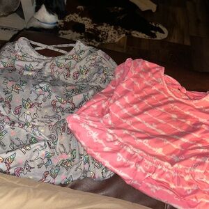 Unicorn Print and Hearts Kids Dresses - Gray and Pink